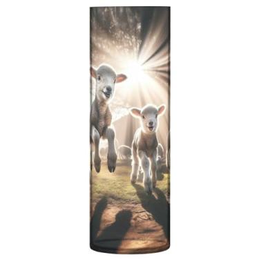 Imagem de JUZIHAI Vaso de flores Happy Lambs de 9,9 cm x 30 cm de cilindro de plástico moderno para decoração de casa de centro de mesa de casamento