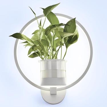 Imagem de Luminária de parede LED moderna para interiores, branco frio 6000K, com vaso de flores hidropônico. Ideal para sala de estar, quartos, restaurantes, corredores e outros ambientes.