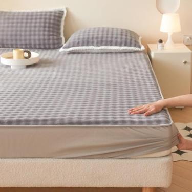 Imagem de Capa de colchão de veludo de pelúcia para todas as estações, protetor térmico, macio, elástico, à prova de poeira, para inverno, outono, primavera, aconchegante e quente, capa de colchão