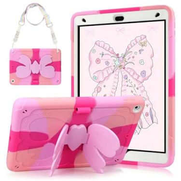 Imagem de VOFUOE Capa protetora rígida para iPad 9ª/8ª/7ª geração com alça de ombro e alça de ombro 2 em 1 para iPad de 10,2 polegadas 2021/2020/2019 - rosa colorido