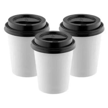 Imagem de 50 copo biodegradável para café 240 ml com tampa - Térmico - Copos Bol