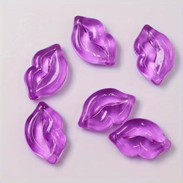 Imagem de 30 peças de decoração de mesa de resina em forma de lábio, sem furos, dia dos namorados, casamentos, festas e artesanato suprimentos para fabricação de joias (roxo)