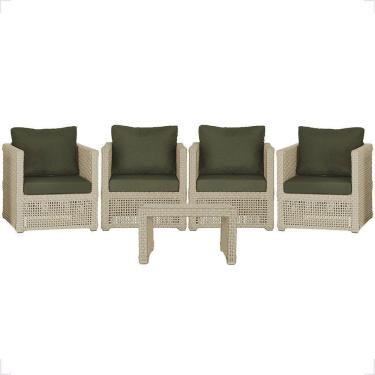 Imagem de Mesa E 4 Poltronas Madri Corda Náutica Estofado 13 Trama Rami