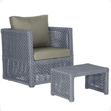 Imagem de Mesa E 1 Poltrona Madri Corda Náutica Estofado 8 Trama Prata