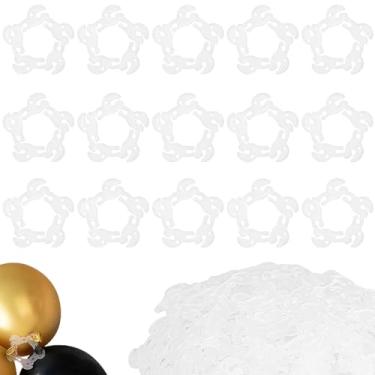 Imagem de 50 peças de clipes de coluna de arco de balão de 6 × 6 cm, suportes de conector de balão reutilizáveis em forma de flor para decoração de aniversário, acessórios de festa de casamento
