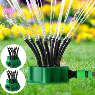 Imagem de Aspersor de Jardim com 12 Bicos Pulverização Flexíveis Multi-Pontos Gramado Rotativo 360 Graus Água para e Pátio Rega Ja