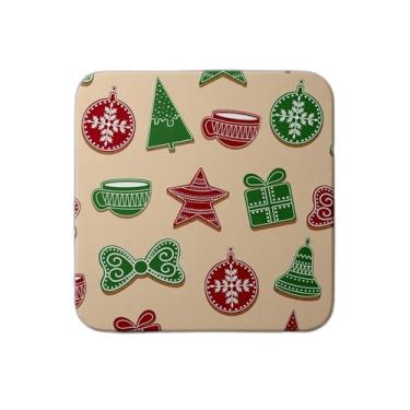 Imagem de Ladrilho Decorativo de Cerâmica Estampa Pão de Gengibre Natal Vermelho e Verde