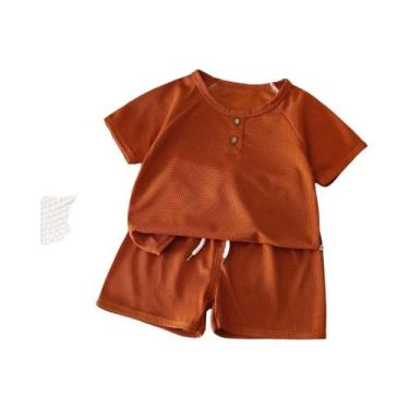 Imagem de Conjunto De Roupas De Algodão Waffle Para Meninos E Meninas De Verão 0