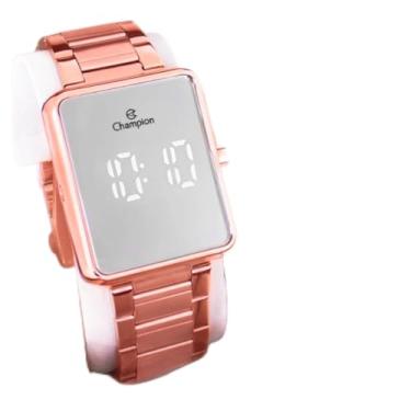 Imagem de Kit Relógio Champion Feminino Digital Rose Espelhado Colar Brincos Ch40086Z