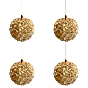 Imagem de Kit 4x Pendente Esfera De Cristal Dourado Led 7w Cor Ajustável No Interrupto