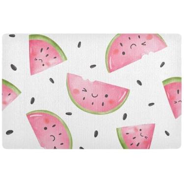 Imagem de TSENQUE Tapete de porta personalizado com melancia, dia das bruxas, tapetes de entrada, decoração de varanda interna, antiderrapante, para ambientes internos 81 x 50 cm