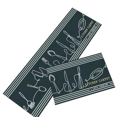 Imagem de Conjunto de passadeira antiderrapante para cozinha(Talheres Branco)