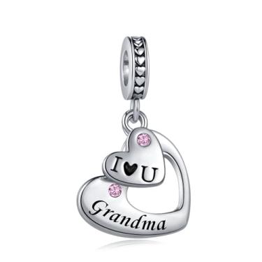 Imagem de Pingente de coração dividido de zircônia cúbica rosa "I Love You" serve para pulseiras Pandora berloques de Natal, aniversário, joias de presente para mulheres, família, neta