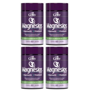 Imagem de Kit Com 4 Magnésio Malato Triplo (Dimalato, Quelato e Cloreto de Magnésio P.A) 60 Caps Celliv