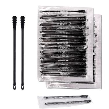 Imagem de 100 cotonetes de algodão, design de cabeça dupla (cabeça espiral + cabeça de anel de pressão), embalagem independente, ferramenta de beleza descartável para espremer acne, remover cravos e maquiagem