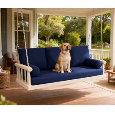 Imagem de Oslimea Capa de almofada para sofá ao ar livre, para pátio, solteiro, à prova d'água, capa de almofada, capa de colchão para varanda, sofá-cama, azul, 190 cm L x 99 cm P x 15 cm A, apenas capa