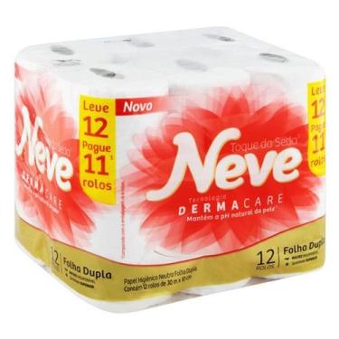 Imagem de Papel Higiênico Folha Dupla com 12 Rolos Leve 12 Pague 11 Neve 30m