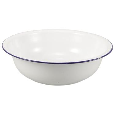 Imagem de WOFASHPURET Bacia esmaltada, lavatório vintage de imersão para pés, banheira de imersão de metal branco de 30 cm para pedicure, lavanderia e uso no banheiro