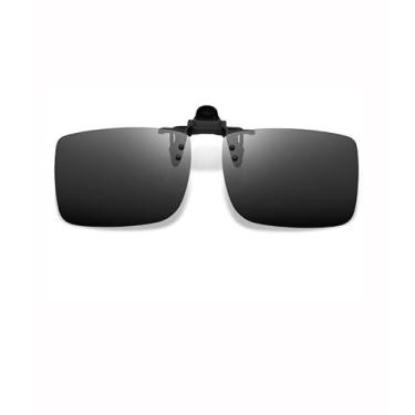 Imagem de Clip on Óculos de sol feminino masculino sem aro Flip Up Sunnies Shades SY6173, Lente preta