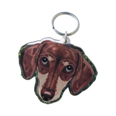 Imagem de 1 peça acrílico bonito animais de estimação dachshund cão chaveiro sac