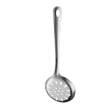 Imagem de Colher de aço inoxidável colheres de servir escumadeira 304 colher de concha, escorredor de macarrão para cozinha, fritar, graxa desnatada, molho e concha de sopa perfurada de espuma, utensílios de