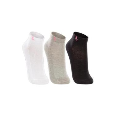 Imagem de Kit 3 Pares de Meia Soquete Feminina Cano Baixo Lupo 3226., M, Branco 