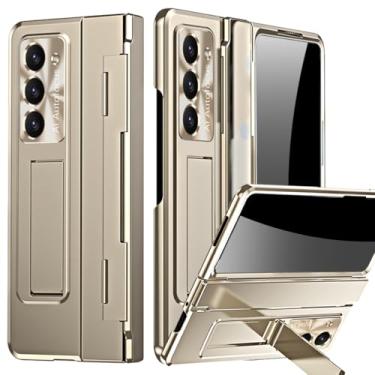 Imagem de YQODSZ Capa única para Samsung Galaxy Z Fold 7 com cobertura total, protetor de tela de vidro embutido, capa dobrável com suporte à prova de choque, capa protetora de policarbonato rígido para Z Fold