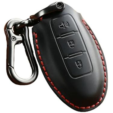 Imagem de Capa de couro C para chave de carro compatível com Nissan/Tidda/Livida // X-Trail T31 T32/Qashqai/March/Juke/Note/GTR Chaveiro Anel Chave Protetor de chaveiro(Black)