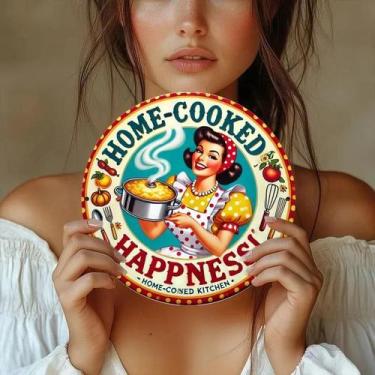 Imagem de Placa De Metal Redonda Vintage Com Logotipo De Cozinha 19.81x19.81cm I