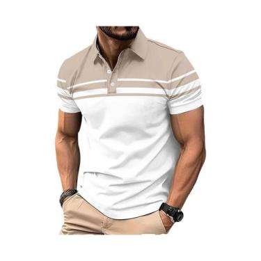 Imagem de Camisa Polo Masculina De Verão Casual Com Design De Botão E Gola Perso