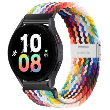 Imagem de VEVEL Pulseira elástica trançada 5Pro Active 2 Gear S3 de 20 mm, 22 mm para Samsung Galaxy Watch 6 5 /4 Pro/5 de 40/44 mm (arco-íris, 20 mm)