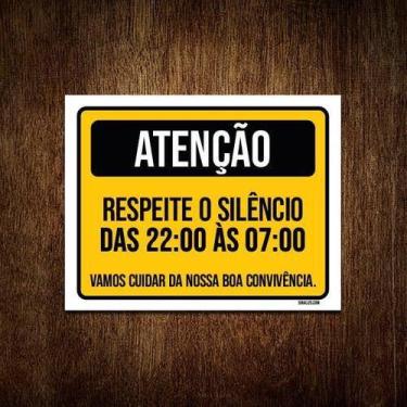 Imagem de Kit 10 Placas Cuidado Respeite O Silêncio Boa Convivência - Sinalizo.C