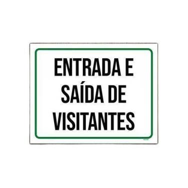 Imagem de Kit 5 Placas Sinalização Entrada E Saída De Visitantes - Sinalizo