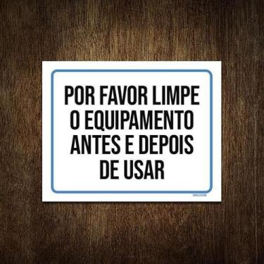 Imagem de Placa Academia Limpe Equipamento Distanciamento 36X46 - Sinalizo.Com