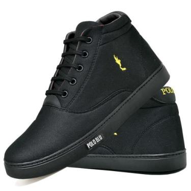 Imagem de Sapatenis Tenis Cano Alto Casual Masculino Botinha - Polo Blu, Preto, 