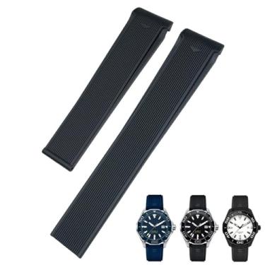Imagem de IRFKR Pulseira de silicone de borracha de 20 mm e 22 mm adequada para relógio Tag Heuer CARRERA AQUARACER 300 WAY201A WAY211C (preta sem fivela, 21 mm)