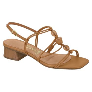 Imagem de Sandália Feminina Vizzano – Pedras Naturais, Salto Baixo Bloco, Conforto e Elegância (Camel, BR, Adulto, Numérico, 38)