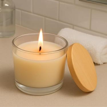 Imagem de Frasco de vidro de 150ml com tampa de madeira, adequado para velas perfumadas e velas artesanais. (Kit 12 unidades)