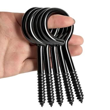 Imagem de Ganchos de gancho de metal preto de 12 cm, resistentes. 5 peças de ganchos de teto para pendurar plantas, copo, sino de vento, alimentadores de pássaros, rede, luzes de corda de Natal em ambientes