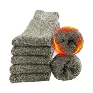 Imagem de Meias Masculinas de Lã Merino - 5 Pares de Meias Quentes para Inverno,