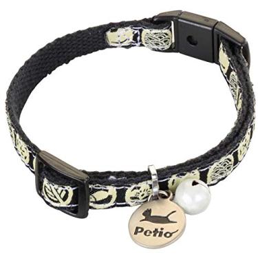 Imagem de Petio Coleira de gato antiperda de nome personalizado, coleira de gato fofo com fivela de segurança para animais de estimação, acessórios para colar de gato (preto)