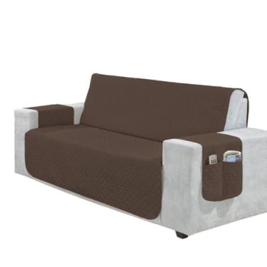 Imagem de Protetor de Sofá 2 3 4 Lugares Retrátil (1,00/1,50/1,80/2,20m) Capa Matelada Porta Objetos(MARROM,3 Lugares (1,50m))