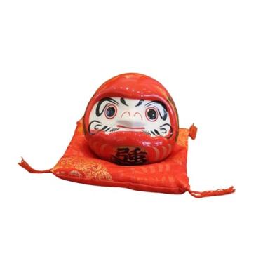 Imagem de MotiveTech Cofrinho Daruma de Cerâmica, Boneco Daruma Japonês, Decoração de Mesa, Pote para Economizar Dinheiro, Ideal para Decoração de Casa, Armário, Estante, Vermelho