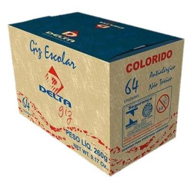 Imagem de Giz Escolar Colorido Com 64 Unidades Antialérgico Delta, Unico