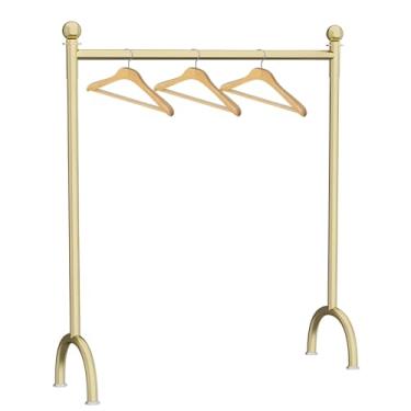 Imagem de Arara de roupas independente, rack de vestuário de trilho único para quarto, sala de estar, lavanderia, organizador de roupas, 40 cm de profundidade, base em forma de U, ouro (cor: ouro, tamanho: 80 x