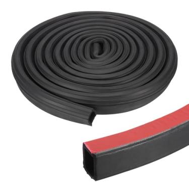 Imagem de PATIKIL Tira de vedação de borracha em forma de D de 4 m, autoadesiva EPDM de 2,5 cm, vedação resistente para barcos, trailers, carros, caminhões, marinhas, portas/janelas de garagem, preto/vermelho