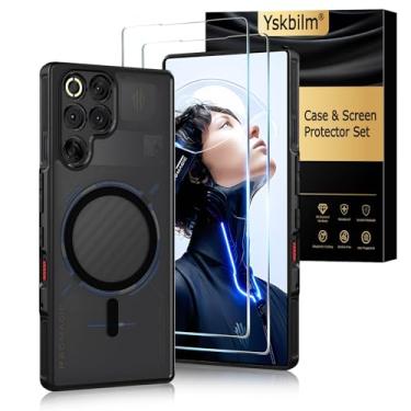 Imagem de Yskbilm Capa magnética para Nubia Red Magic 11 Pro/11 Pro +, com 2 protetores de tela, capa magnética fina à prova de choque para Red Magic 11 Pro/11Pro +, preta