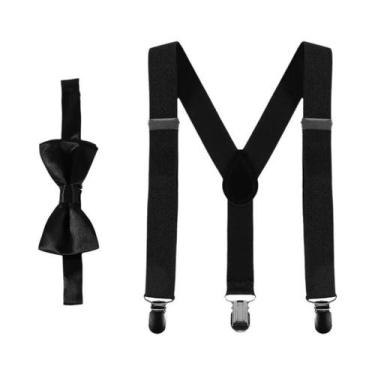 Imagem de Conjunto De Suspensórios Ajustáveis Com Gravata Borboleta Para Criança