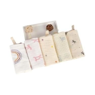 Imagem de Toalhas De Algodão Absorventes Para Bebês Em 6 Camadas, 5 Peças, Panos