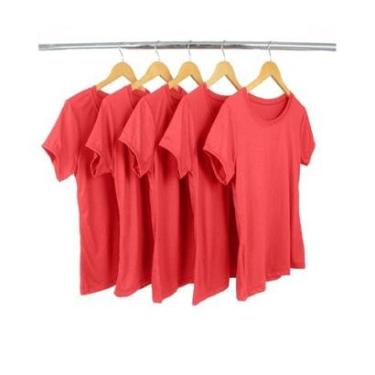 Imagem de Kit 5 Camisetas Malha Fria Feminina Baby Look Malha PV-Feminino